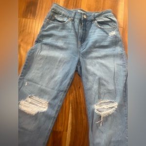 REWASH Super High Rise Vintage Reunion Wide Leg Baggy Distressed Jeans 29 7